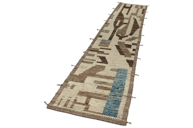 4x16 Ivory and Brown Anatolian Traditional Runner