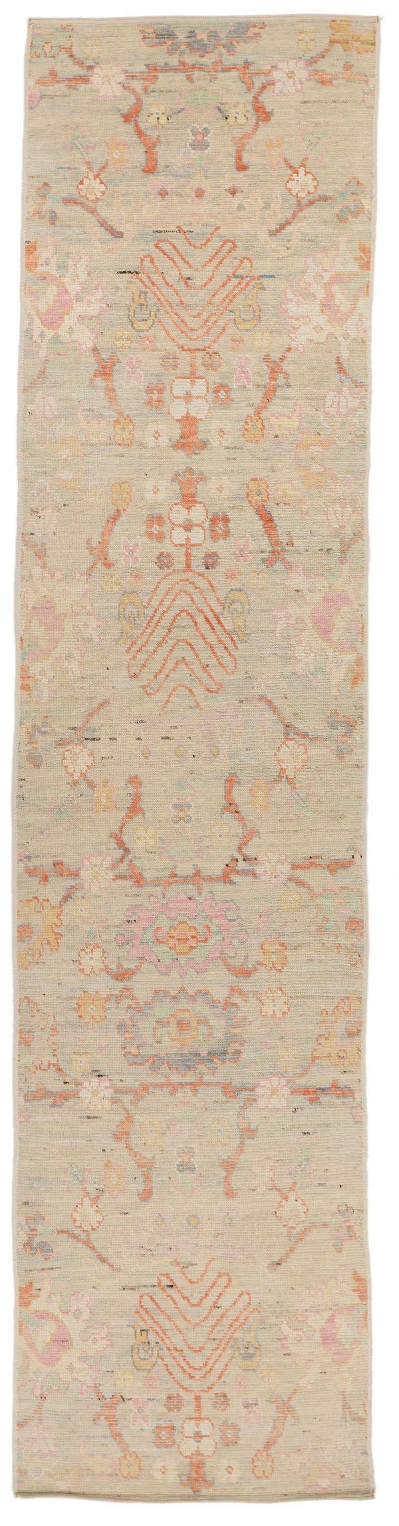 3x13 Beige and Multicolor Anatolian Tribal Rug