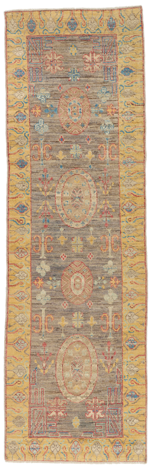 3x10 Brown and Gold Turkish Oushak Rug