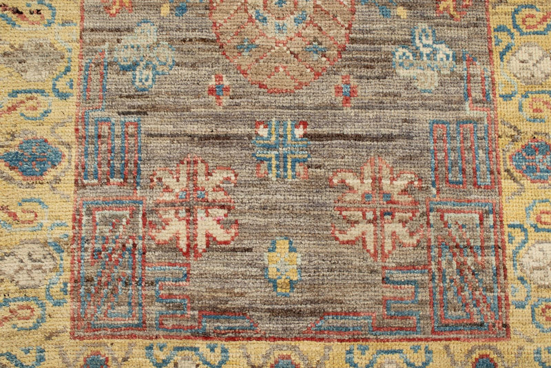 3x10 Brown and Gold Turkish Oushak Rug