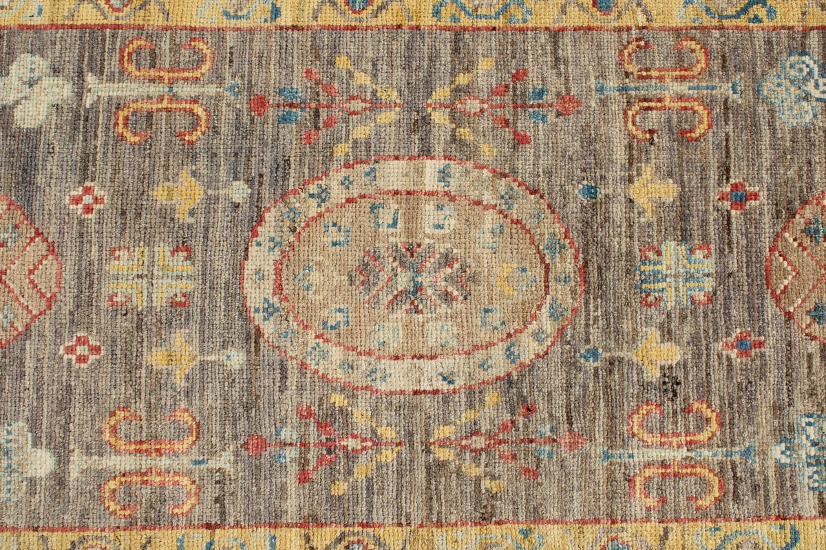 3x10 Brown and Gold Turkish Oushak Rug