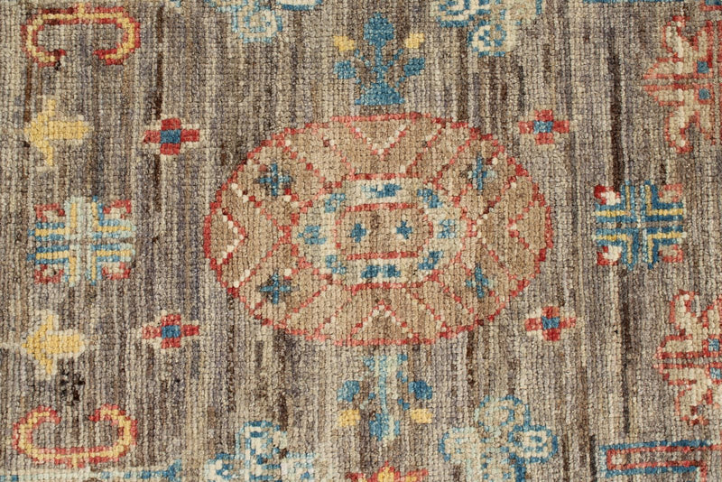 3x10 Brown and Gold Turkish Oushak Rug