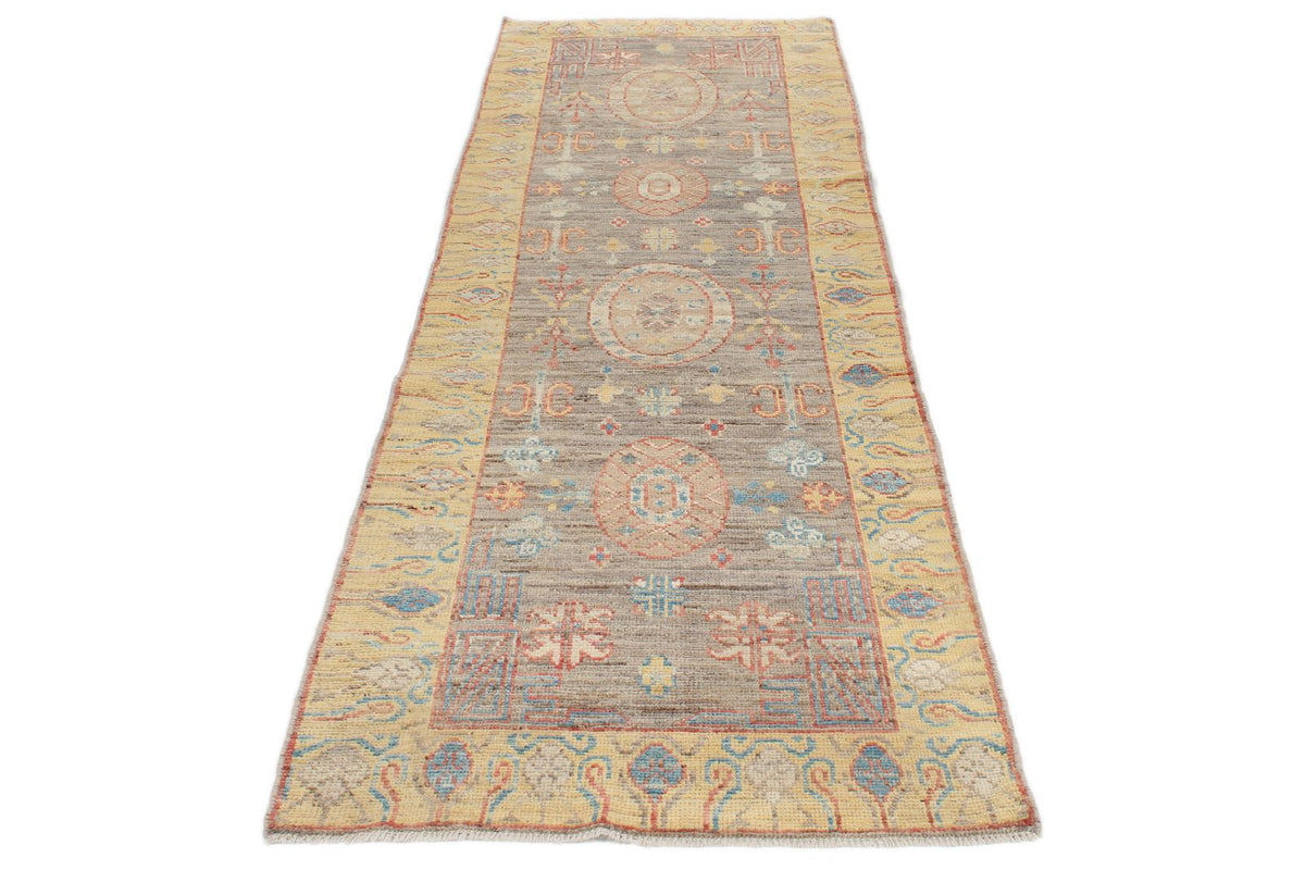 3x10 Brown and Gold Turkish Oushak Rug