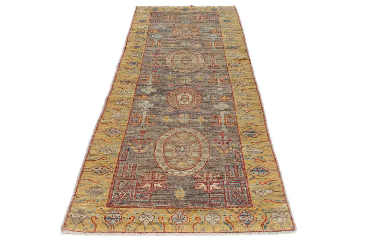 3x10 Brown and Gold Turkish Oushak Rug