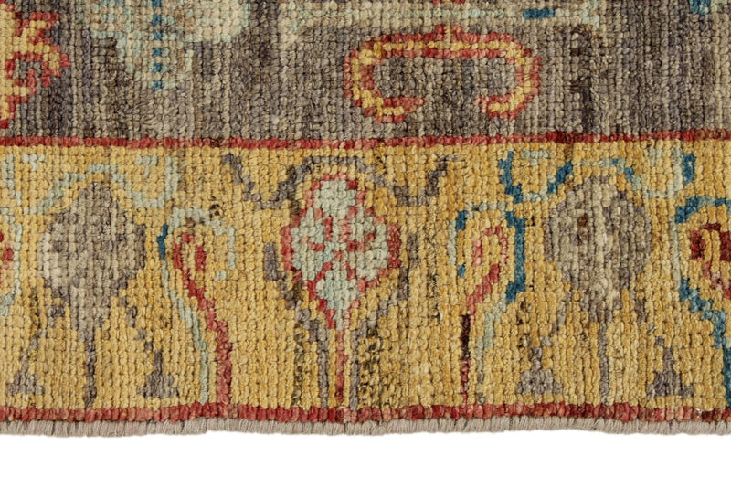 3x10 Brown and Gold Turkish Oushak Rug