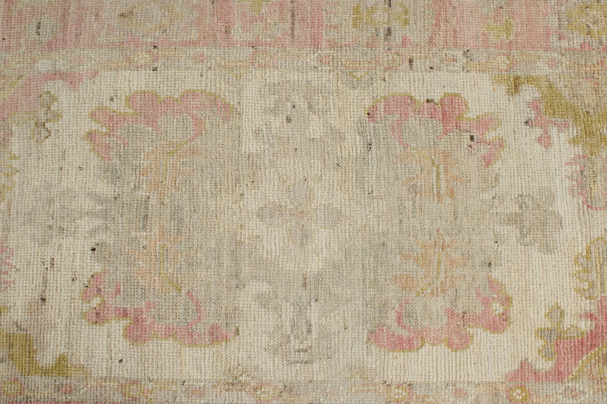 3x12 Ivory and Pink Turkish Oushak Runner