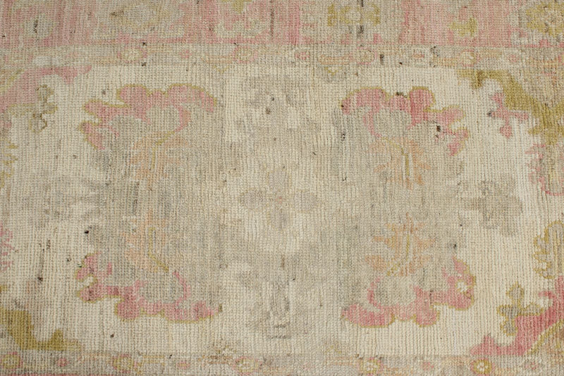 3x12 Ivory and Pink Turkish Oushak Runner