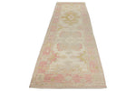 3x12 Ivory and Pink Turkish Oushak Runner