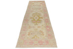 3x12 Ivory and Pink Turkish Oushak Runner