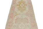 3x12 Ivory and Pink Turkish Oushak Runner