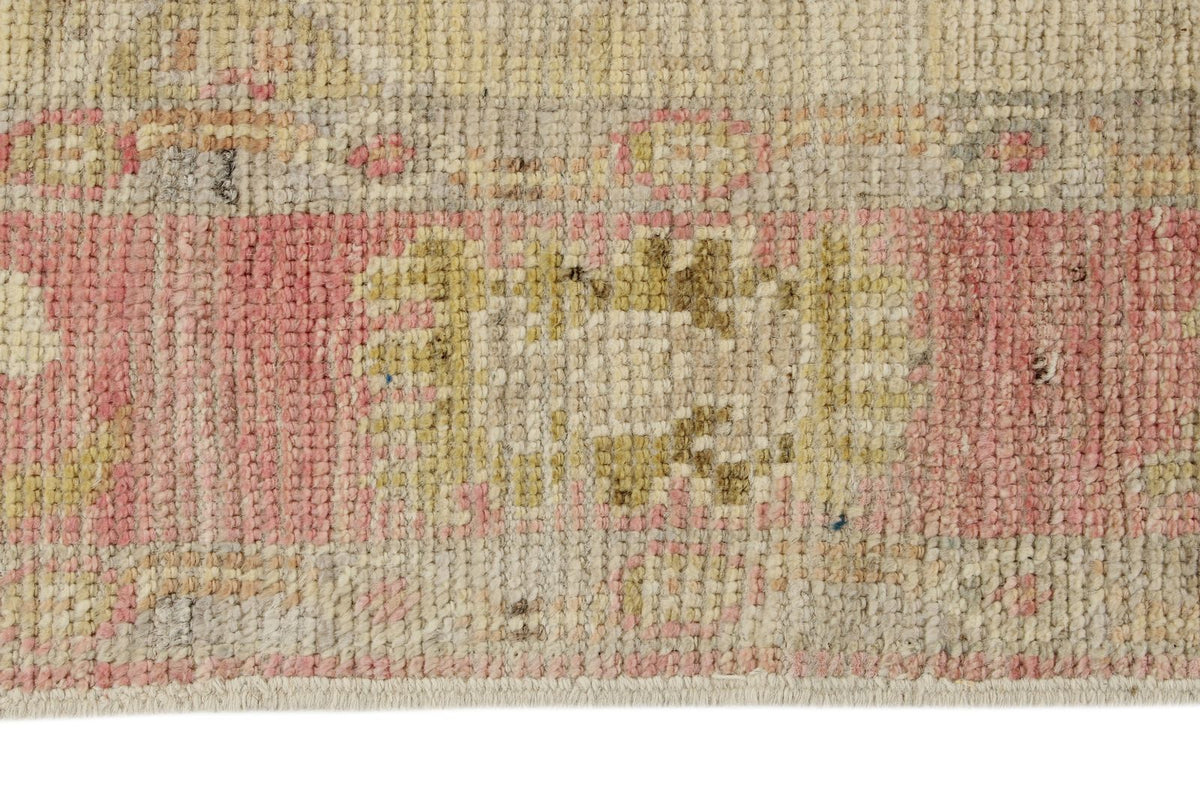 3x12 Ivory and Pink Turkish Oushak Runner