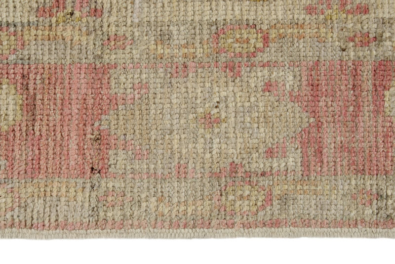 3x12 Ivory and Pink Turkish Oushak Runner