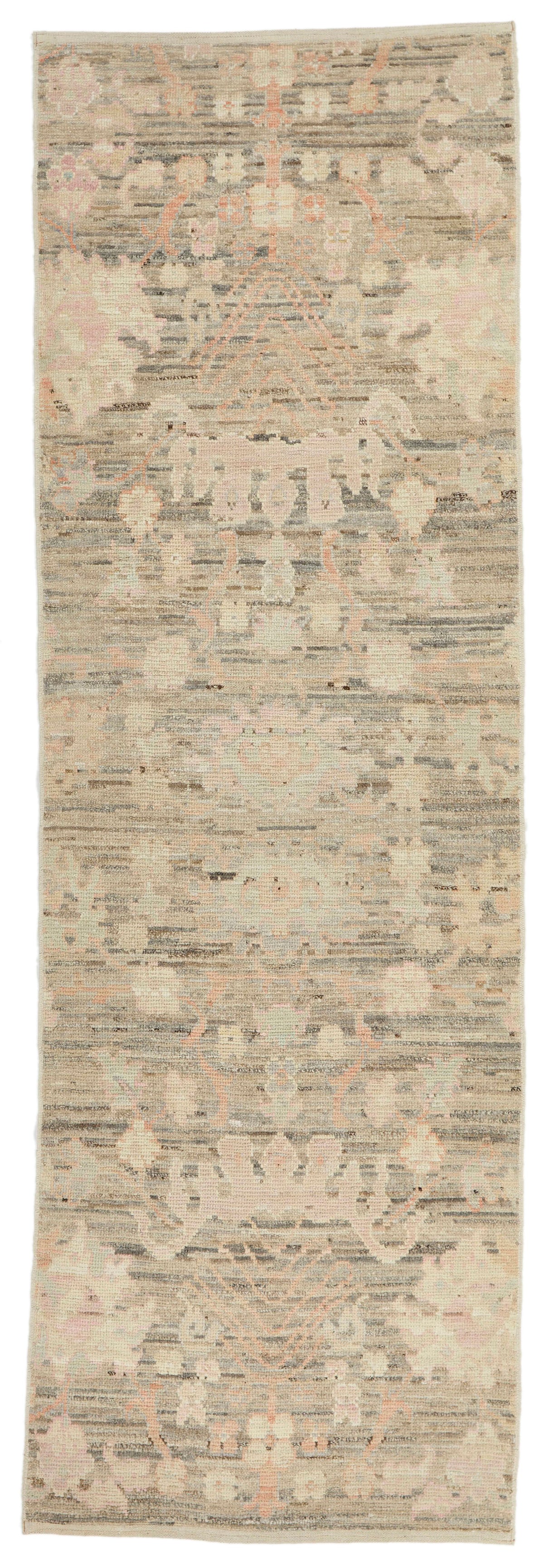 3x10 Brown and Ivory Turkish Oushak Runner