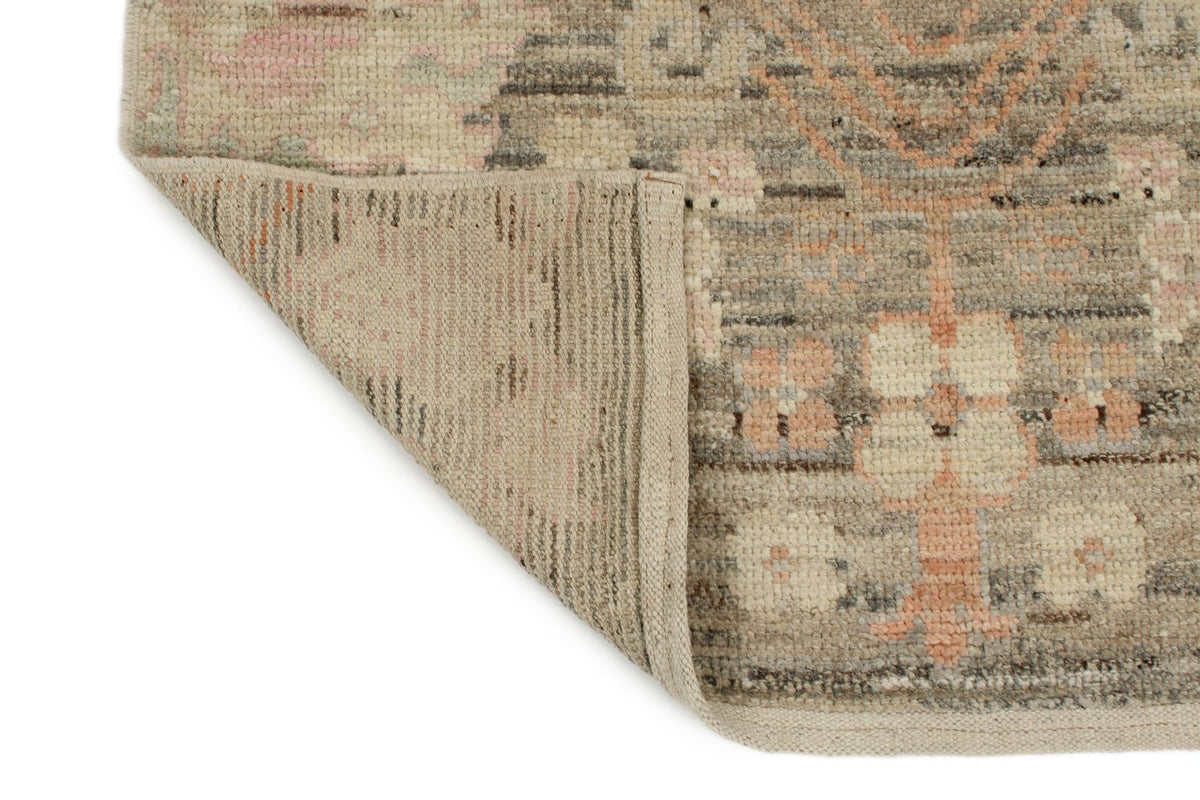 3x10 Brown and Ivory Turkish Oushak Runner