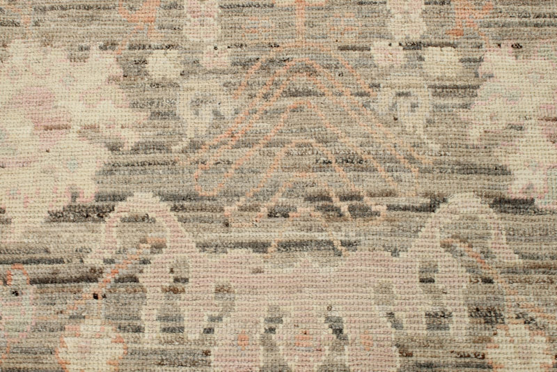 3x10 Brown and Ivory Turkish Oushak Runner