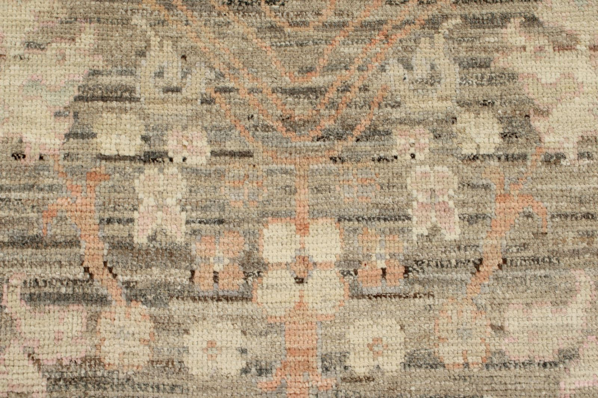 3x10 Brown and Ivory Turkish Oushak Runner