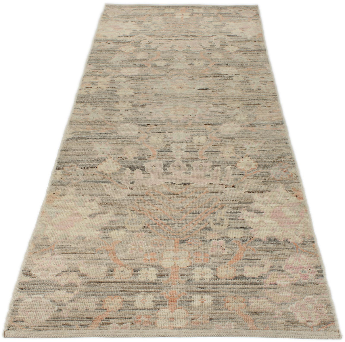 3x10 Brown and Ivory Turkish Oushak Runner