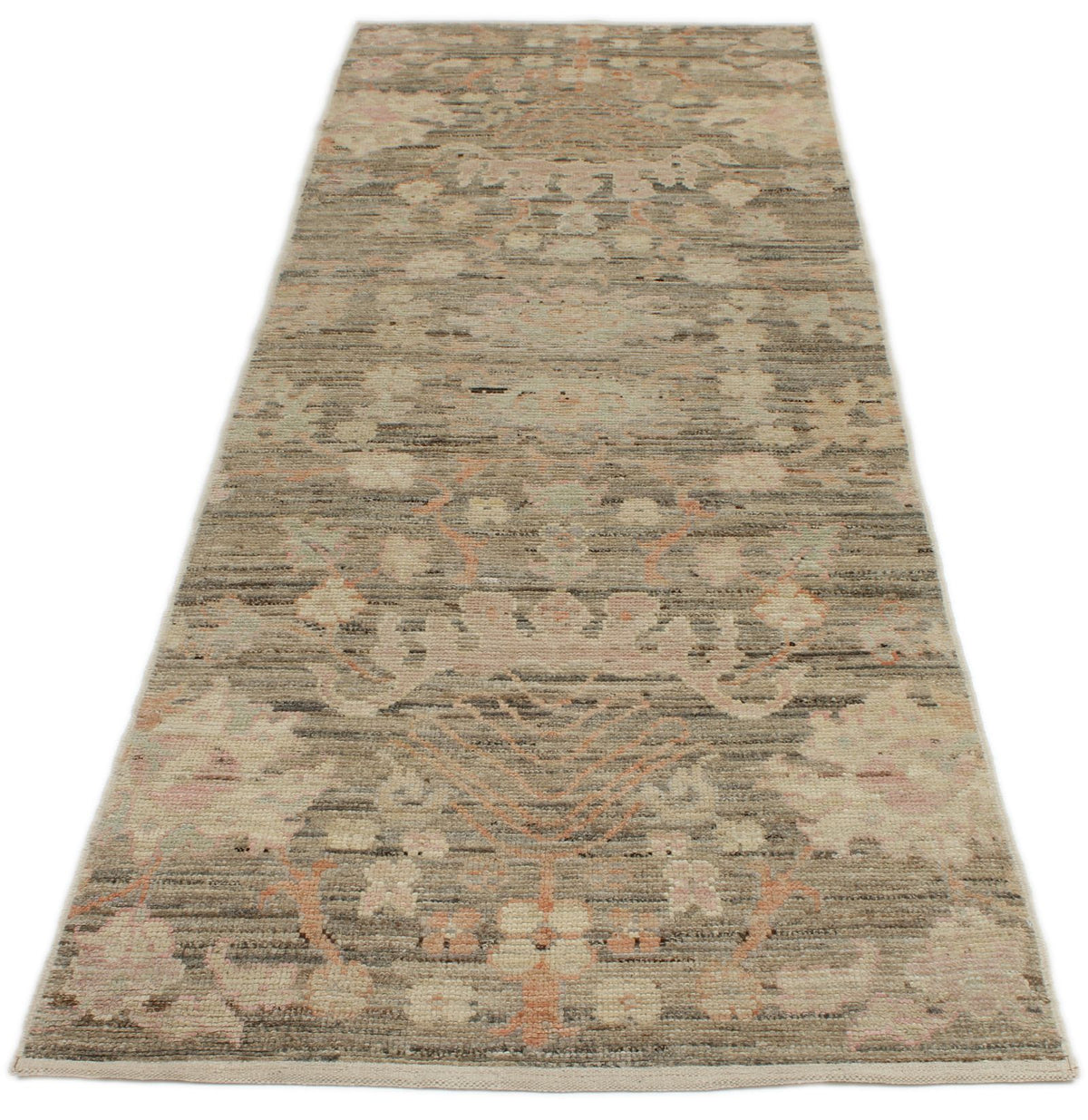 3x10 Brown and Ivory Turkish Oushak Runner
