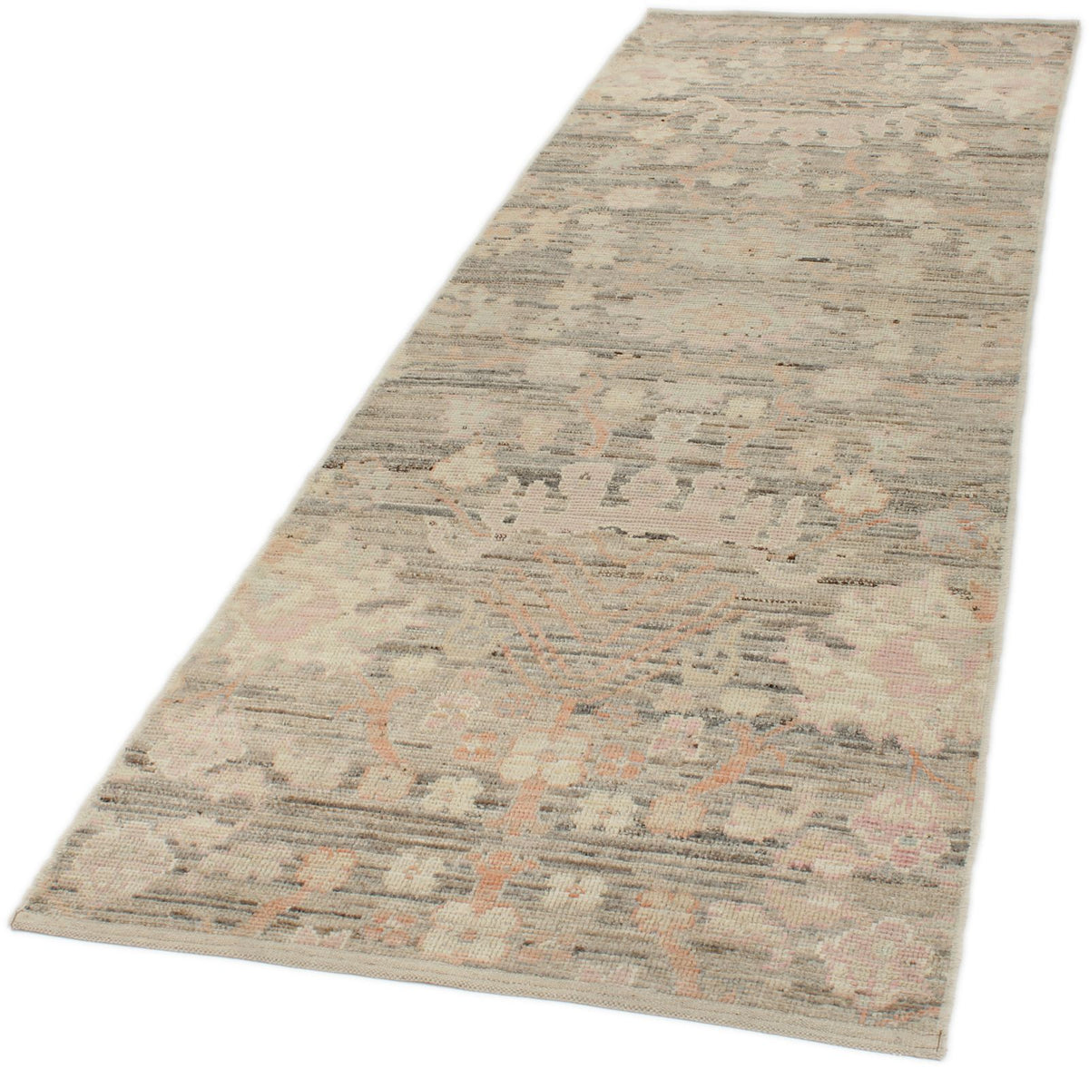 3x10 Brown and Ivory Turkish Oushak Runner