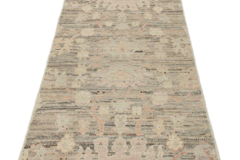 3x10 Brown and Ivory Turkish Oushak Runner