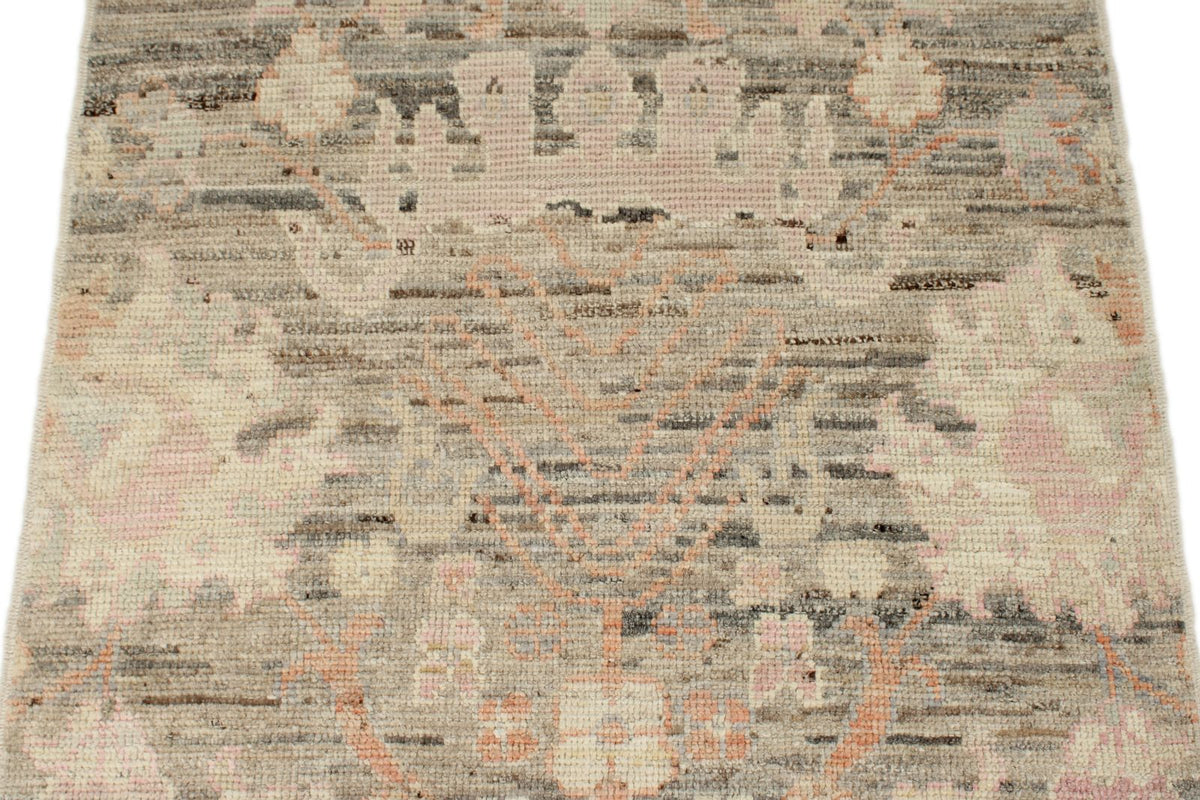 3x10 Brown and Ivory Turkish Oushak Runner