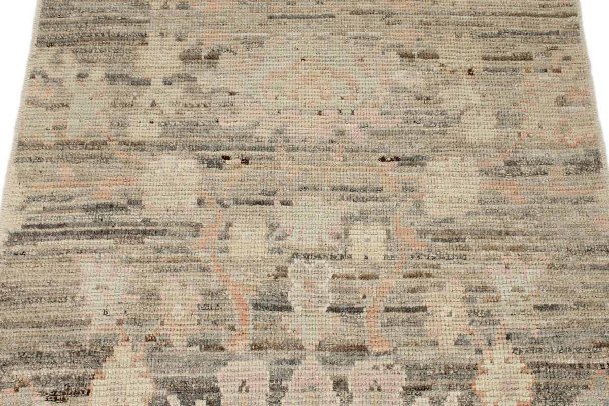 3x10 Brown and Ivory Turkish Oushak Runner