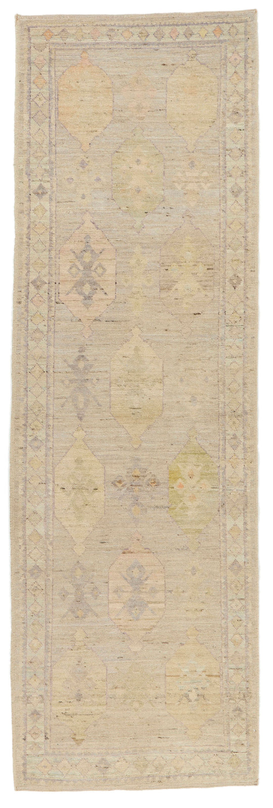 3x9 Gray and Ivory Turkish Oushak Runner