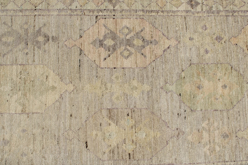3x9 Gray and Ivory Turkish Oushak Runner