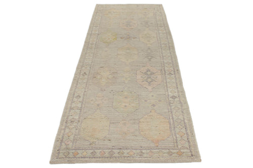 3x9 Gray and Ivory Turkish Oushak Runner