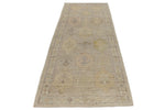 3x9 Gray and Ivory Turkish Oushak Runner