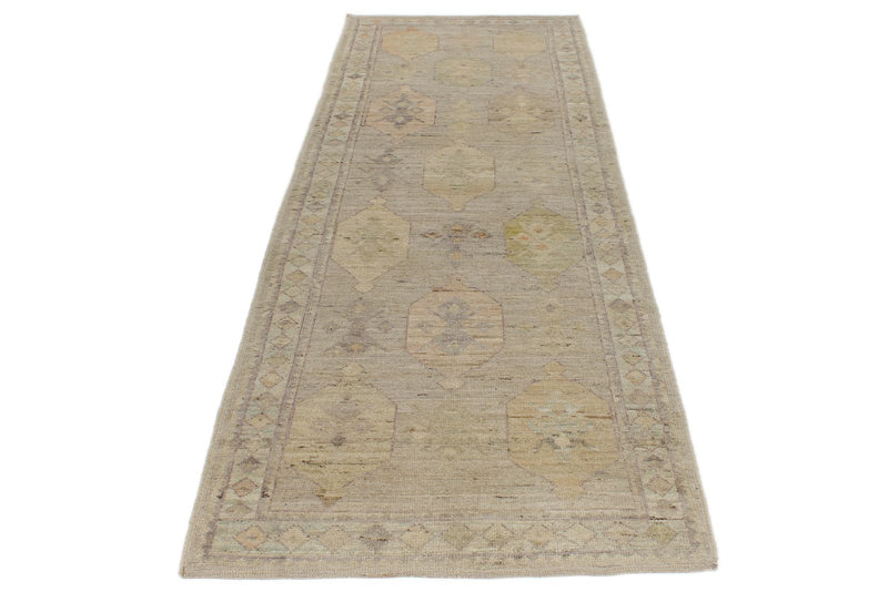 3x9 Gray and Ivory Turkish Oushak Runner