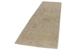3x9 Gray and Ivory Turkish Oushak Runner