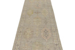 3x9 Gray and Ivory Turkish Oushak Runner
