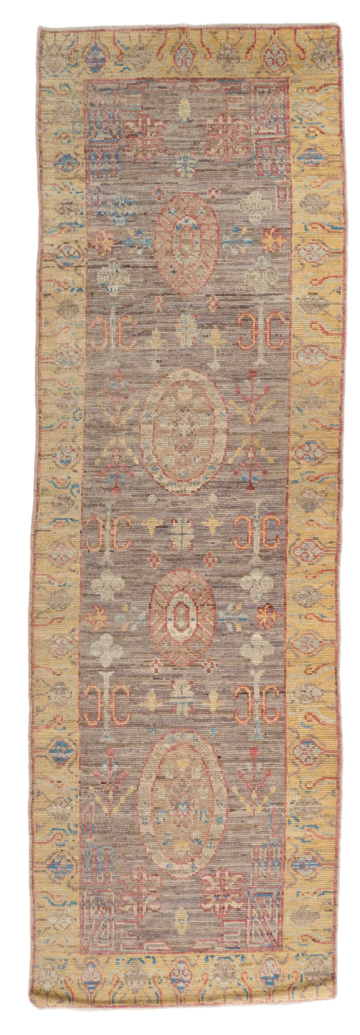 3x13 Light Brown and Gold Turkish Oushak Runner
