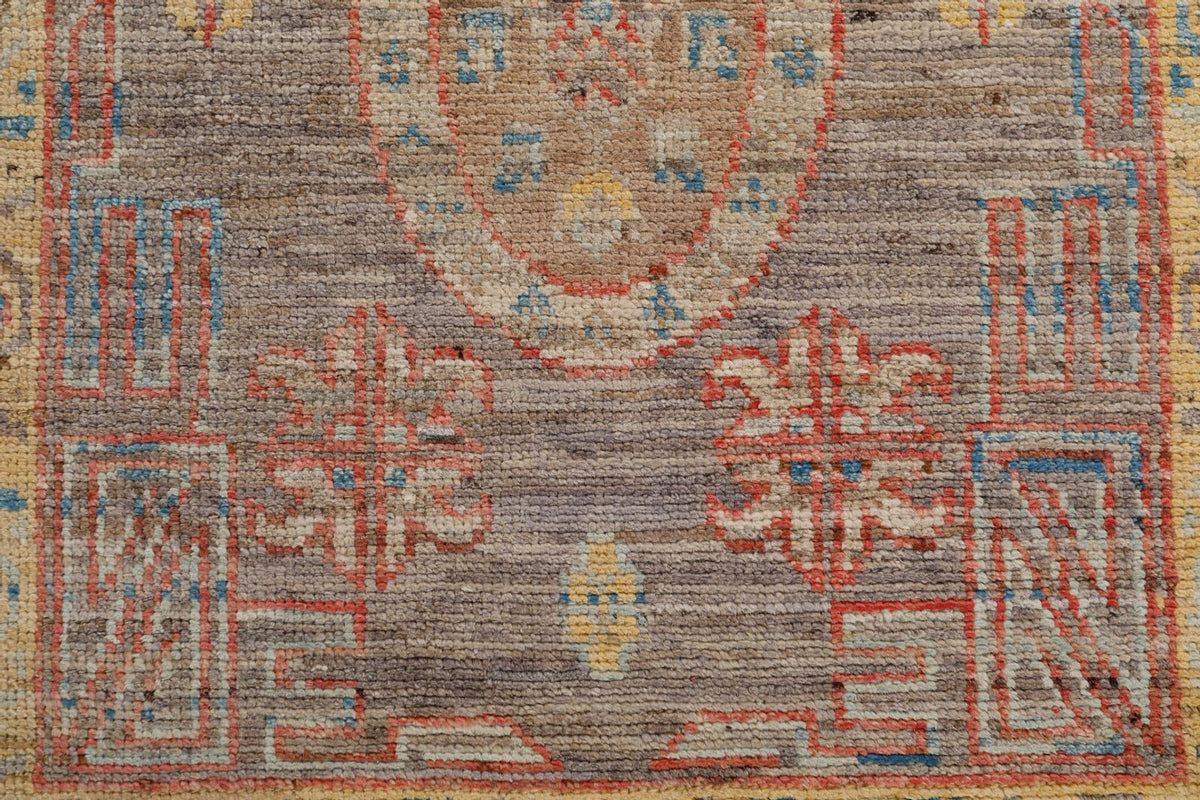 3x13 Light Brown and Gold Turkish Oushak Runner