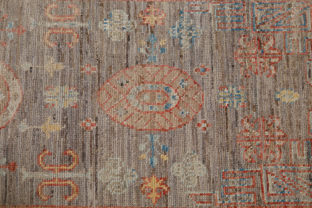 3x13 Light Brown and Gold Turkish Oushak Runner