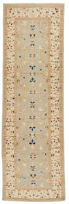 3x10 Gray and Ivory Turkish Oushak Runner