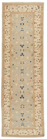 3x10 Gray and Ivory Turkish Oushak Runner