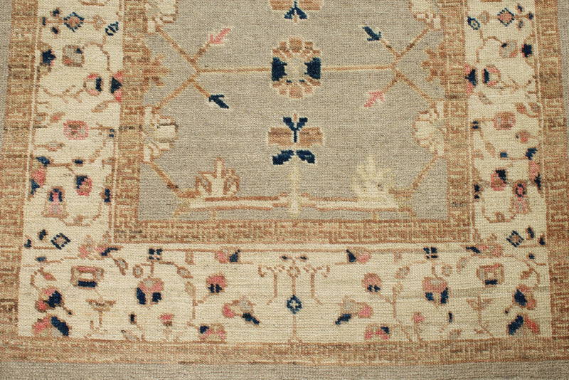 3x10 Gray and Ivory Turkish Oushak Runner