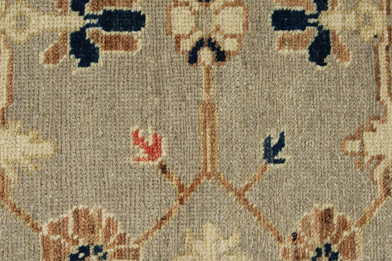 3x10 Gray and Ivory Turkish Oushak Runner