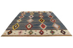 9x12 Blue and Multicolor Turkish Tribal Rug