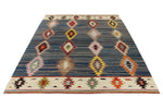 9x12 Blue and Multicolor Turkish Tribal Rug