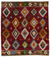 13x15 Burgundy and Multicolor Turkish Tribal Rug