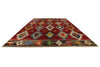 13x15 Burgundy and Multicolor Turkish Tribal Rug
