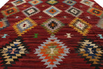 13x15 Burgundy and Multicolor Turkish Tribal Rug