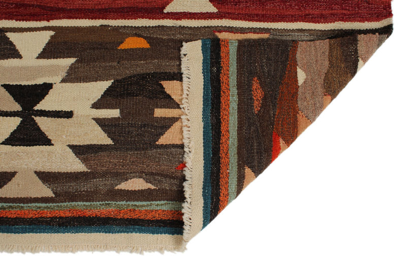 13x15 Burgundy and Multicolor Turkish Tribal Rug