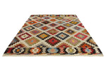 10x14 Ivory and Multicolor Turkish Tribal Rug