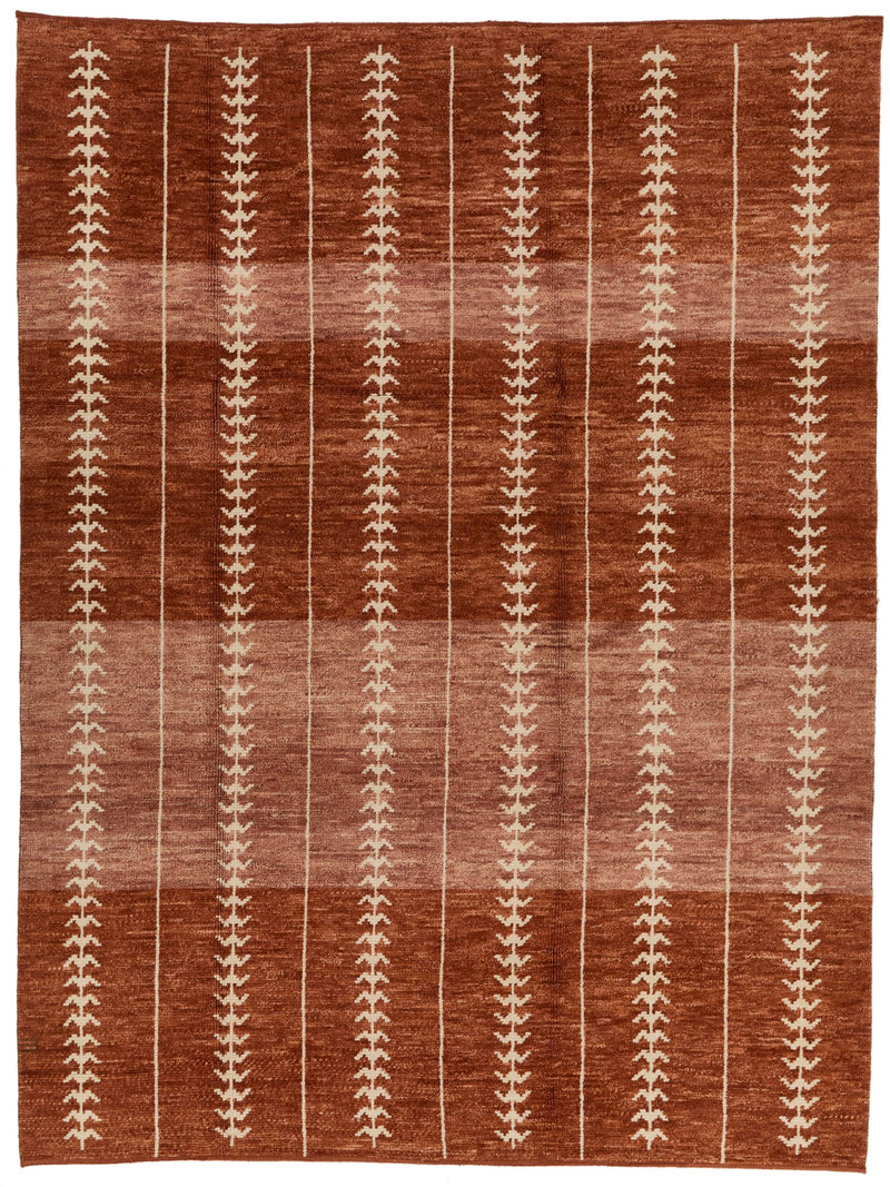 9x12 Rust and Ivory Turkish Tribal Rug