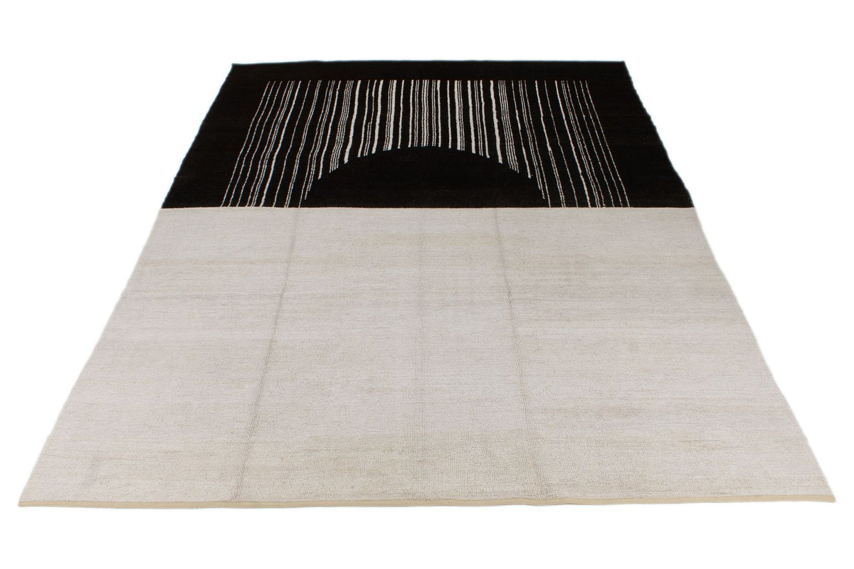 9x13 Black and Beige Modern Contemporary Rug