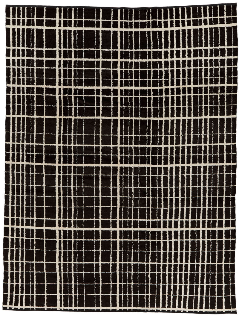 9x12 Black and Beige Modern Contemporary Rug